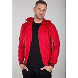 ALPHA INDUSTRIES Ma-1 LW Hooded Pz Chaquetas, Speed-Red, S para Hombre