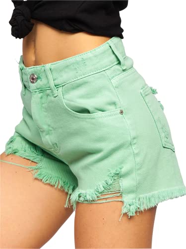 BOLF Mujer Pantalón Corto Vaquero Jeans Denim Shorts Bermudas Pantalón de Algodón Pantalón de...