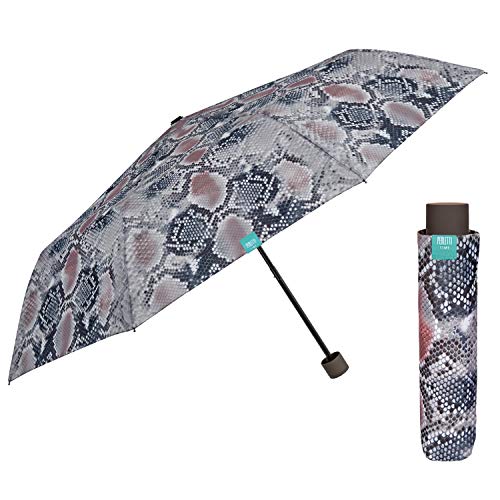 Paraguas Mujer Plegable con Estampa Simil Serpiente - Mini Paraguas con Apertura Manual Antiviento...
