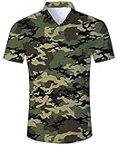 Blusa para Hombre Camisa Verde Militar con Estampado 3D Camisas con Botones...