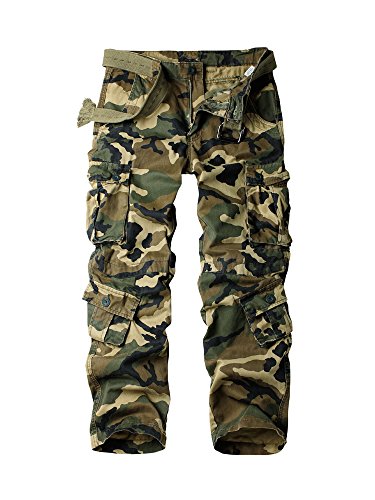 Aeslech Pantalones de combate de trabajo para hombre, 8 bolsillos, estilo militar, para exteriores,...