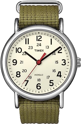 Timex Special Weekender Slip Through Reloj análogico de cuarzo Unisex adulto Verde (Verde/Beige)