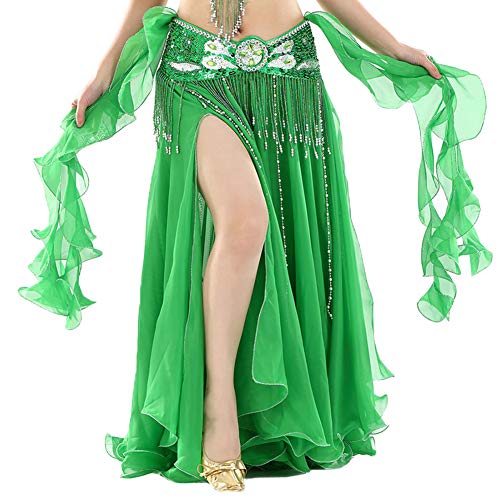 Vobony Falda Danza del Vientre Mujer Profesional Color Sólido Falda de Gasa Largas Disfraz de Baile...