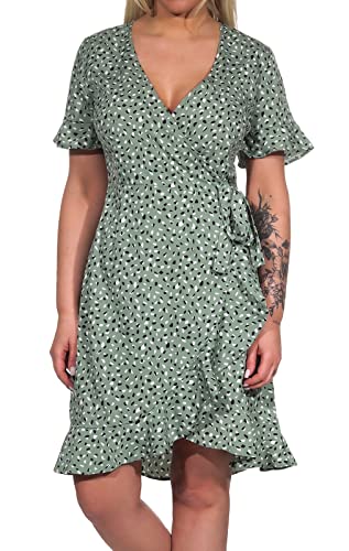 Only Onlolivia S/S Wrap Dress Wvn Noos Vestido, Verde (Hedge Green), 40 EU para Mujer