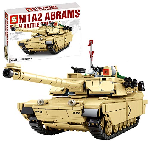 SINI SUNI Technik - Tanque de bloques de construcción, modelo WW2 M1A2, juguete con 1052 piezas y...
