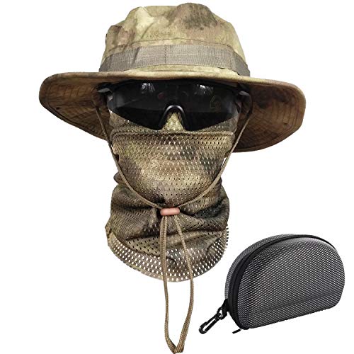 QMFIVE Boonie Bucket Hat Sombreros de ala Ancha para el Sol para Acampar al Aire Libre Pesca Militar...