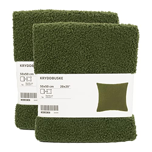 Ikea KRYDDBUSKE - Fundas de cojín gruesas, color verde oscuro, efecto hierba/musgo, 50 x 50...