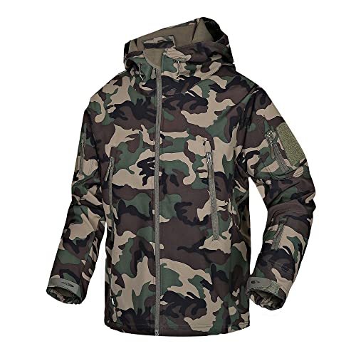 Wuzfully Chaqueta softshell militar táctico impermeable invierno abrigo con capucha y bolsillos...