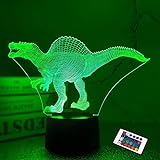 Ilusión nocturna 3D, lámpara de escritorio LED, dinosaurio nocturno, 16...