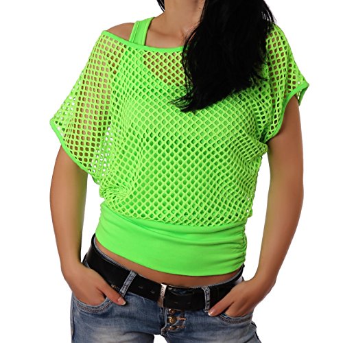 Crazy Age - Camiseta de verano para mujer, en diseño de red, a la moda, para verano, fiestas, en...