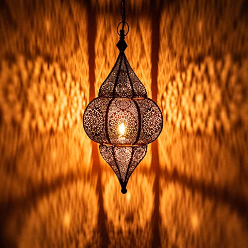 Lámpara Oriental Marroquí - lamparilla colgante - farola de techo Lunar Negro - 40cm - muy...