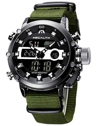 MEGALITH Reloj-Digital-Hombre Deportivo Militar Verde - Relojes Hombre LED Grandes Esfera Reloj de...